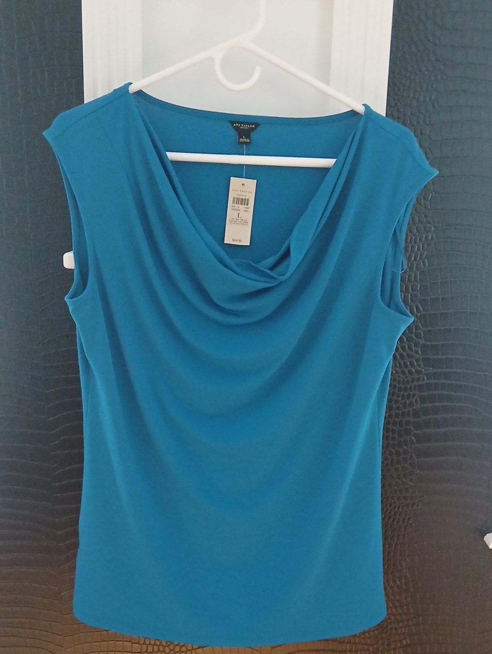 Ann Taylor Teal Drape Neck Sleeveless Top